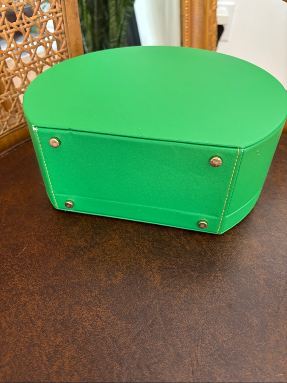 Tata Harper Emerald Green Round Top-Handle Cosmetic Case - Picture 6 of 9